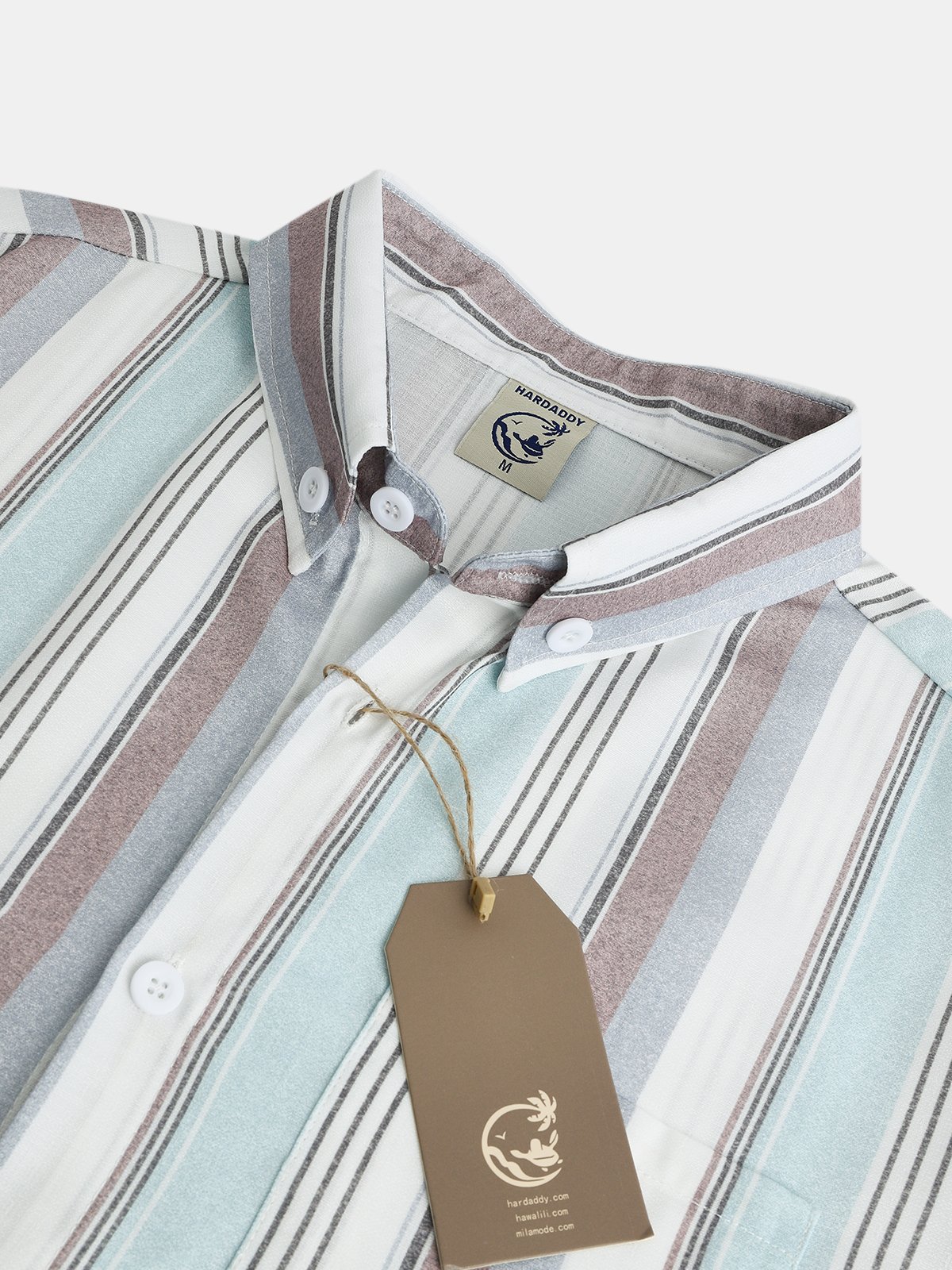 Men's Cotton Linen Striped Pocket Long Sleeve Shirt