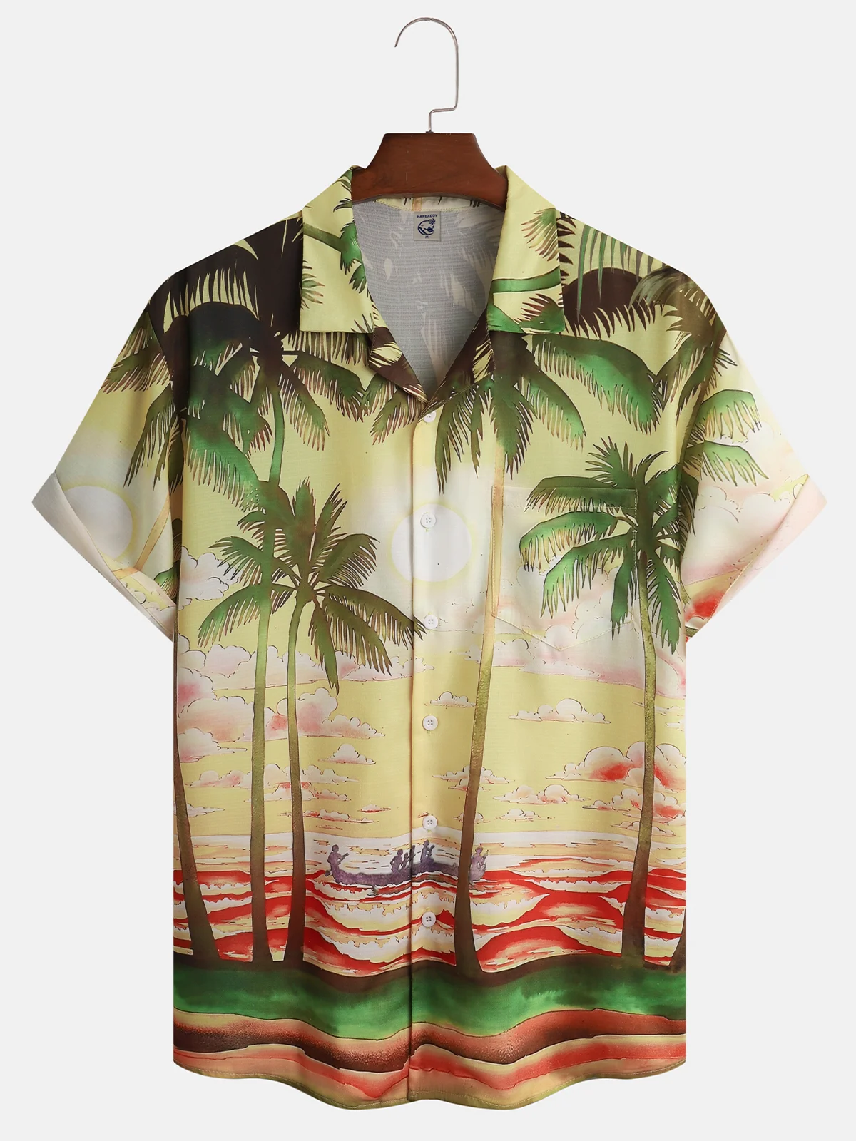 Coconut Tree Chest Pocket Short Sleeve Aloha Shirt | hawalili