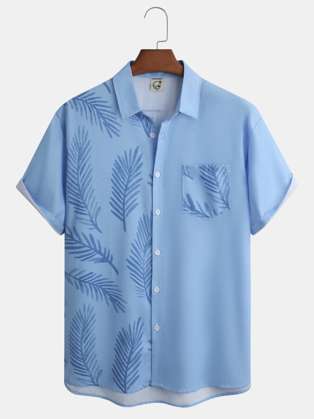 Hawaiian Botanical Print Chest Pocket Short-Sleeve Casual Shirt