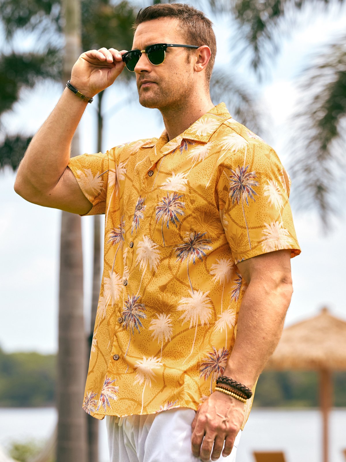 Hardaddy® Cotton Coconut Tree Chest Pocket Resort Shirt