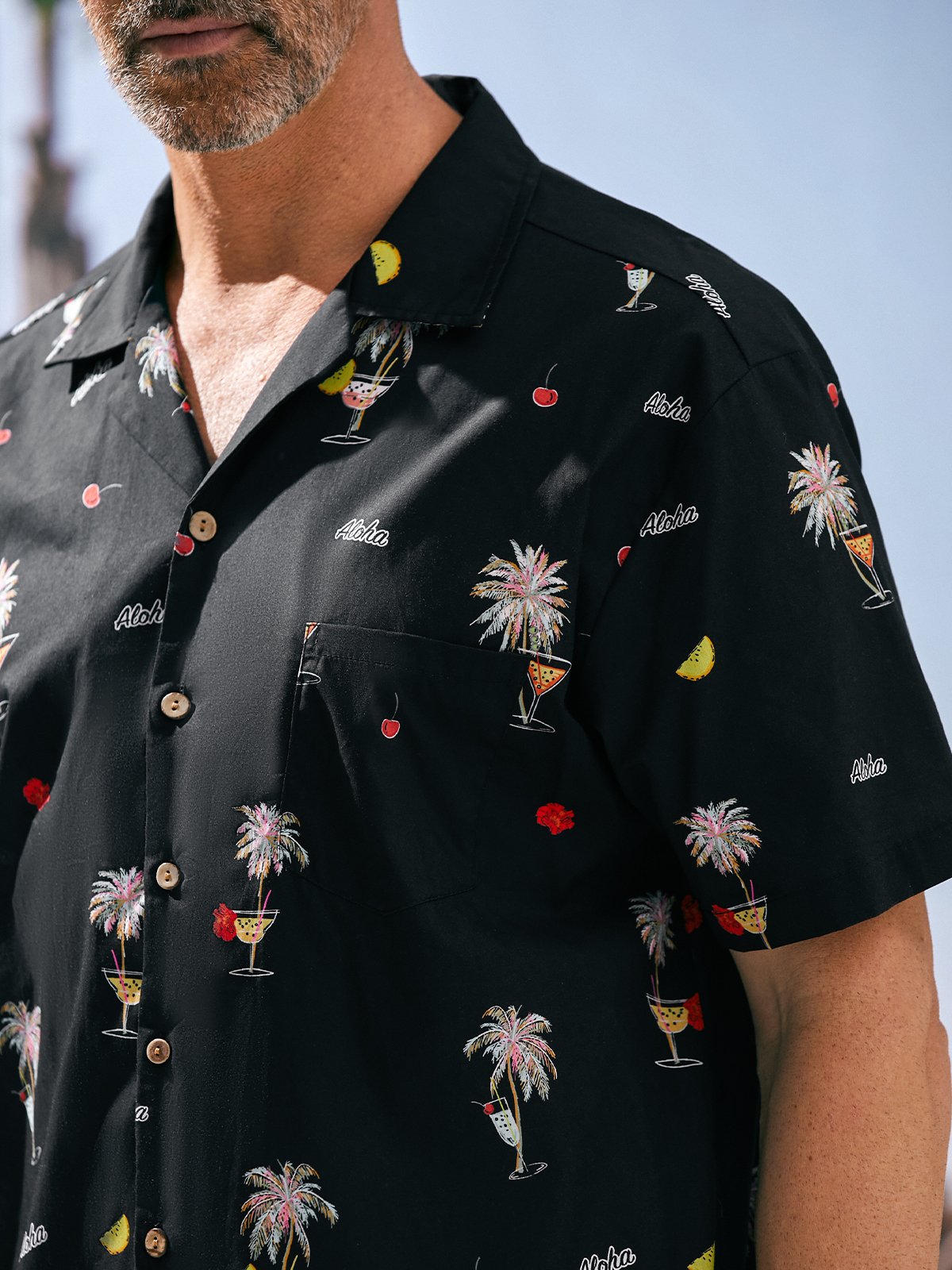 Hardaddy® Cotton Coconut Tree Chest Pocket Resort Shirt