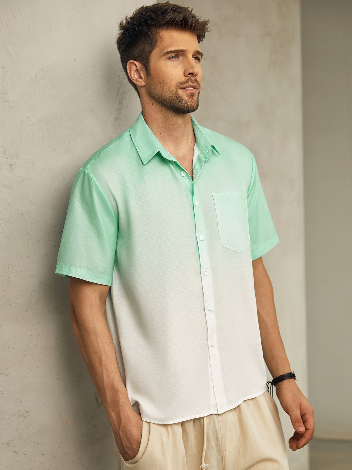 Gradient Color Short Sleeve Resort Shirt