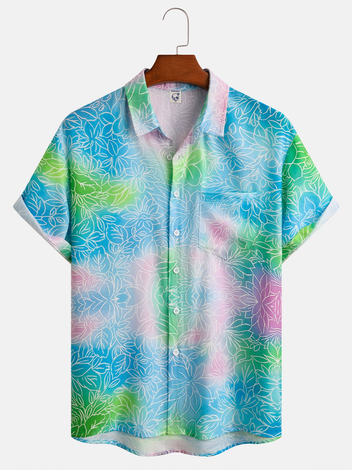 Leaves Chest Pocket Short Sleeve Resort Shirt