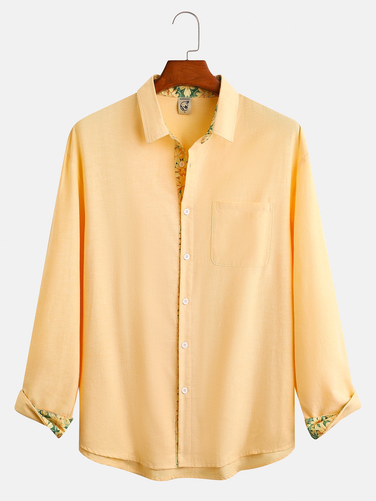 Cotton Floral Contrast Long Sleeve Shirt