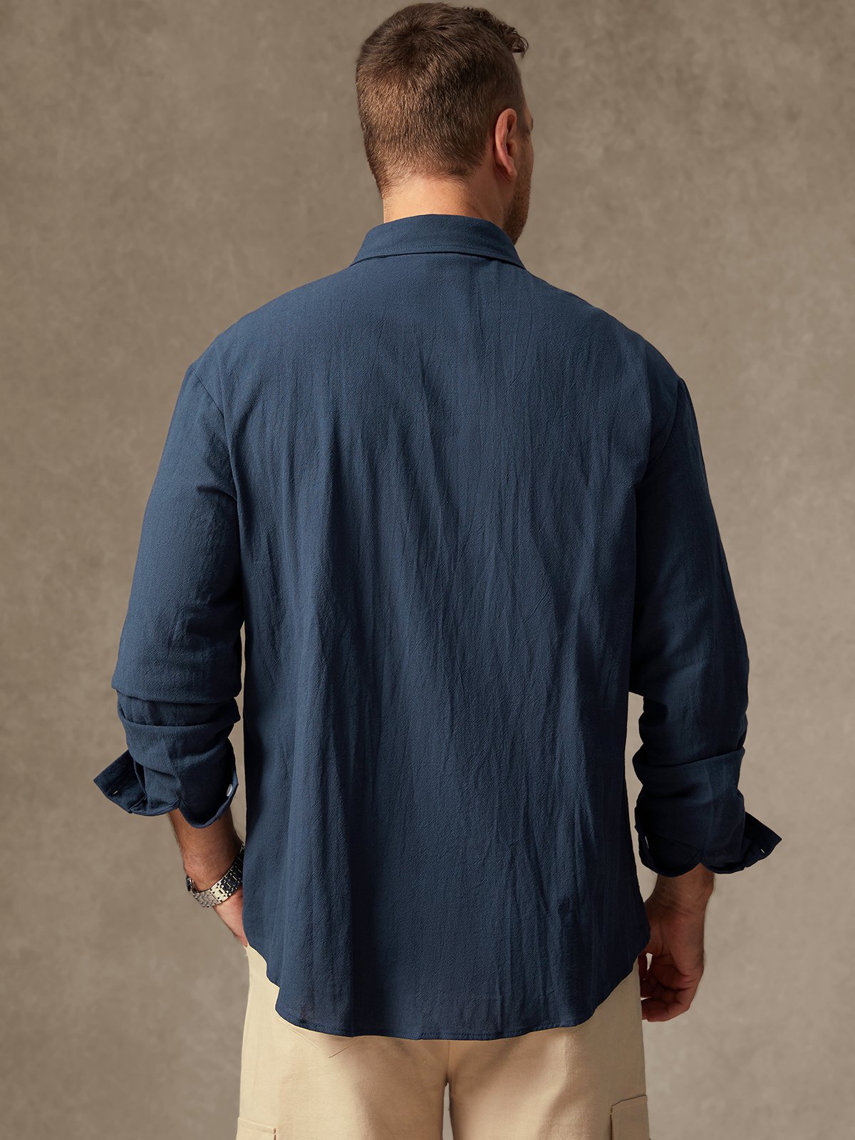 Cotton Bamboo Embroidered Long Sleeve Casual Shirt