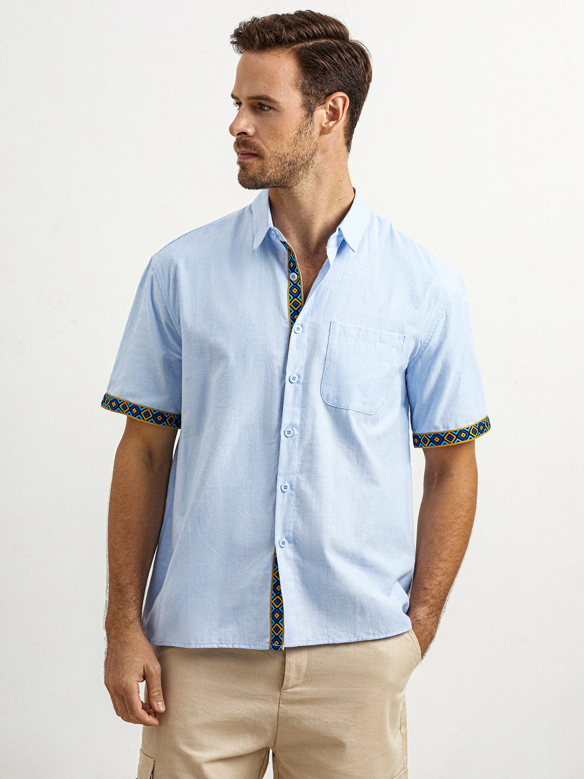 Hardaddy® Cotton Geometric Contrast Resort Shirt
