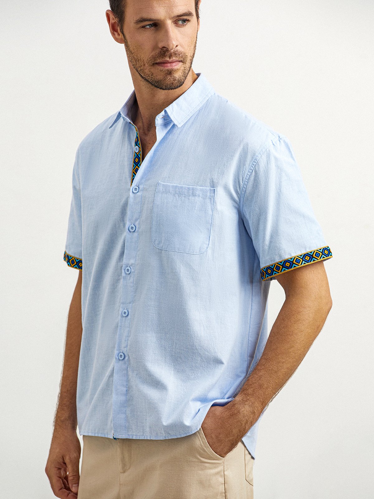 Hardaddy® Cotton Geometric Contrast Resort Shirt