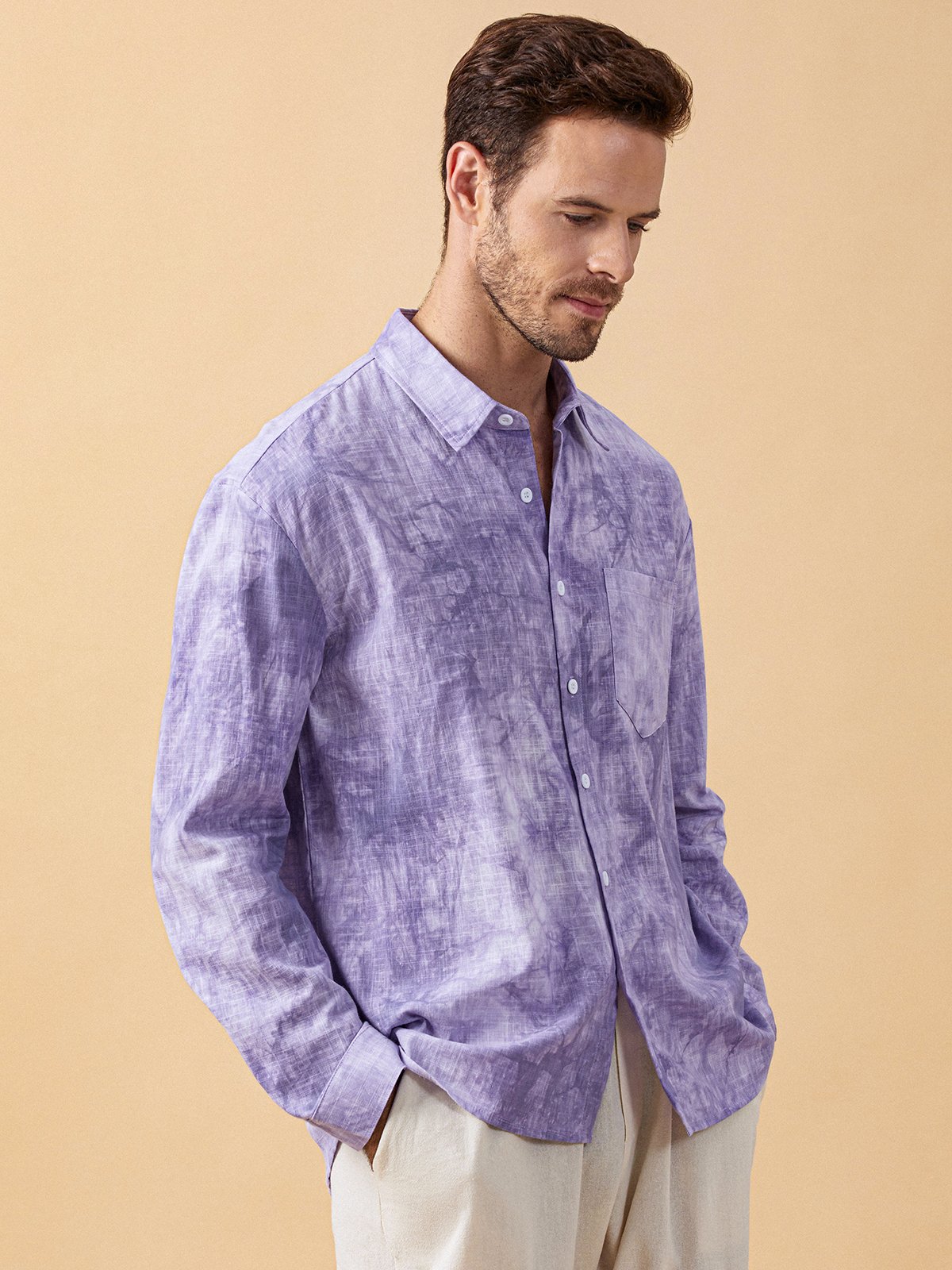 Cotton Chest Pocket Long Sleeve Casual Shirt