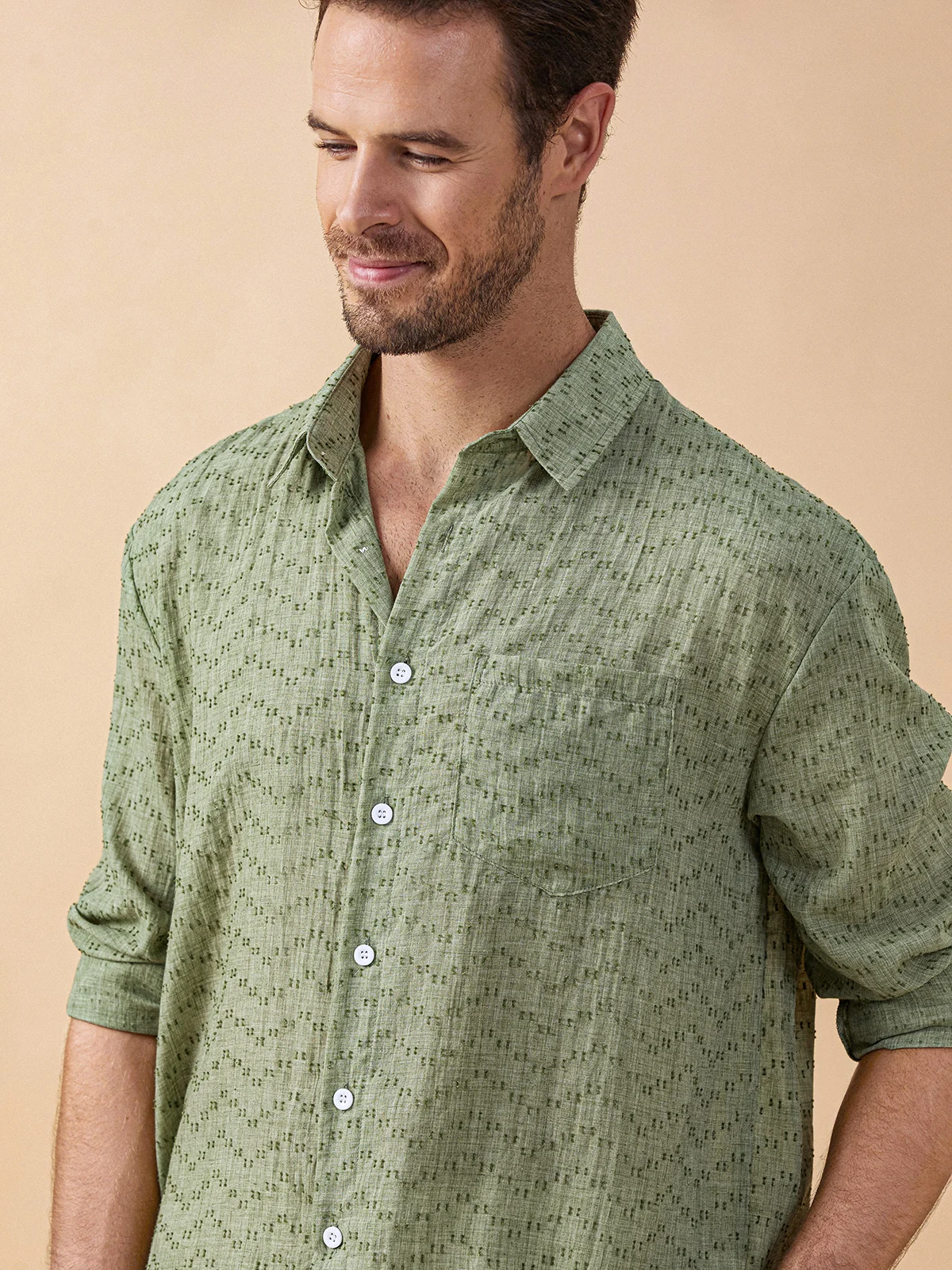 Cotton Chest Pocket Long Sleeve Casual Shirt