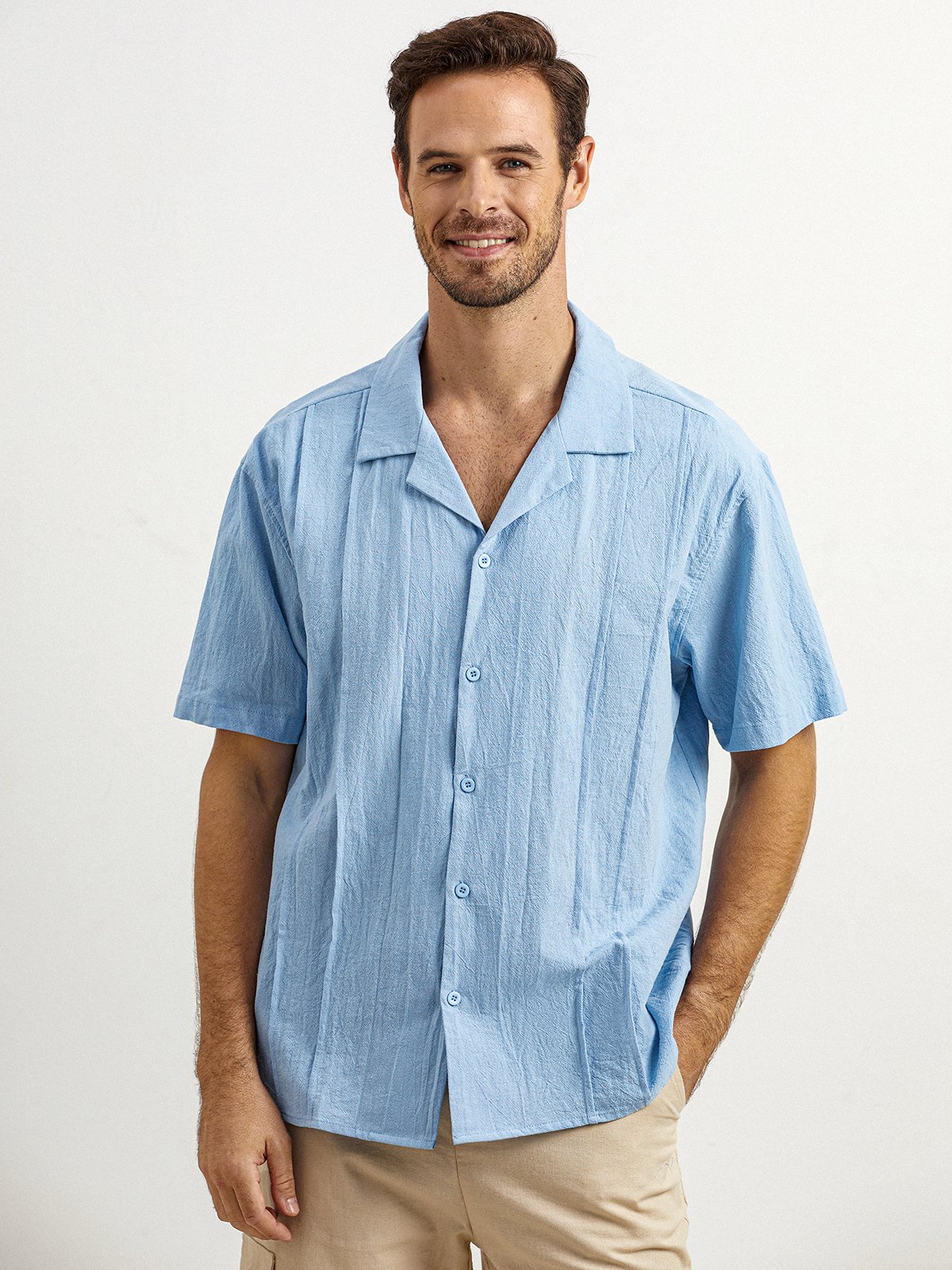 Hardaddy® Cotton Plain Pleated Guayabera Shirt