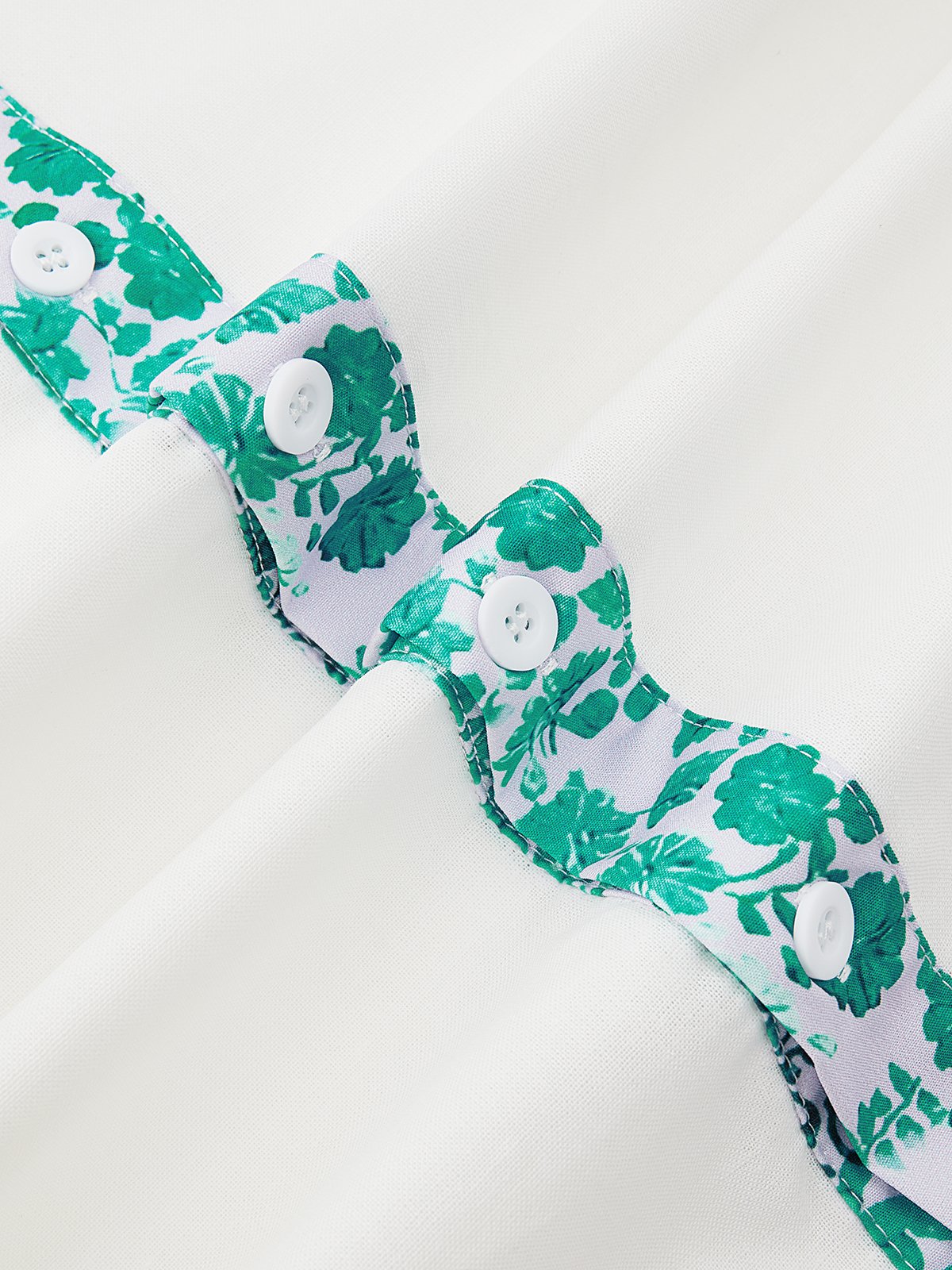 Cotton Plain Stitching Floral Long Sleeve Casual Shirt