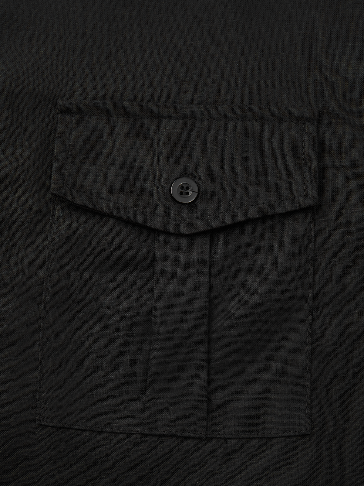 Cotton Plain Flap Pockets Long Sleeve Casual Shirt