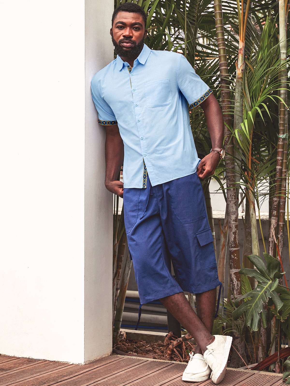 Hardaddy® Cotton Geometric Contrast Resort Shirt