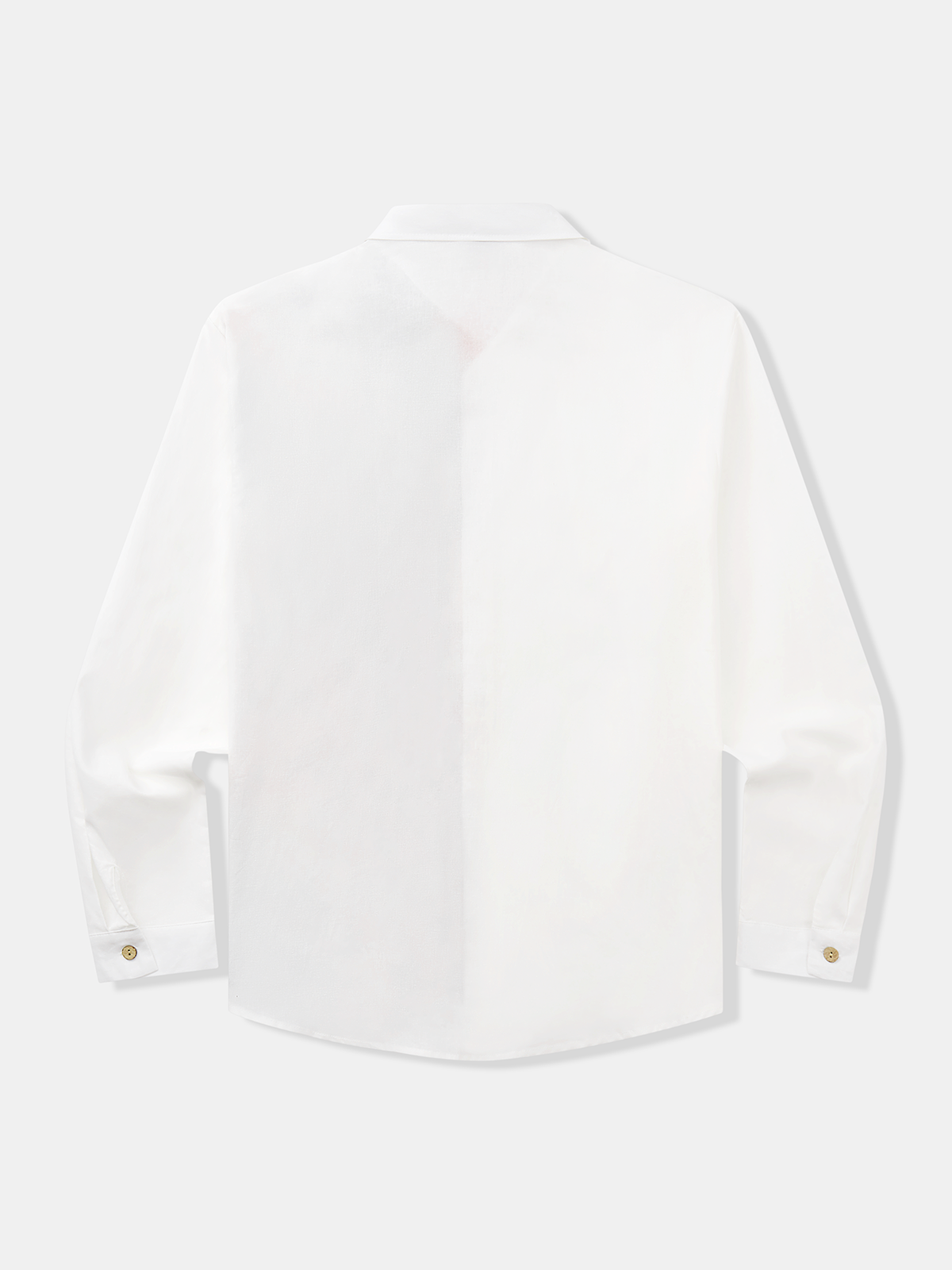 Cotton Plain Coconut Tree Chest Pocket Long Sleeves Casual Shirt