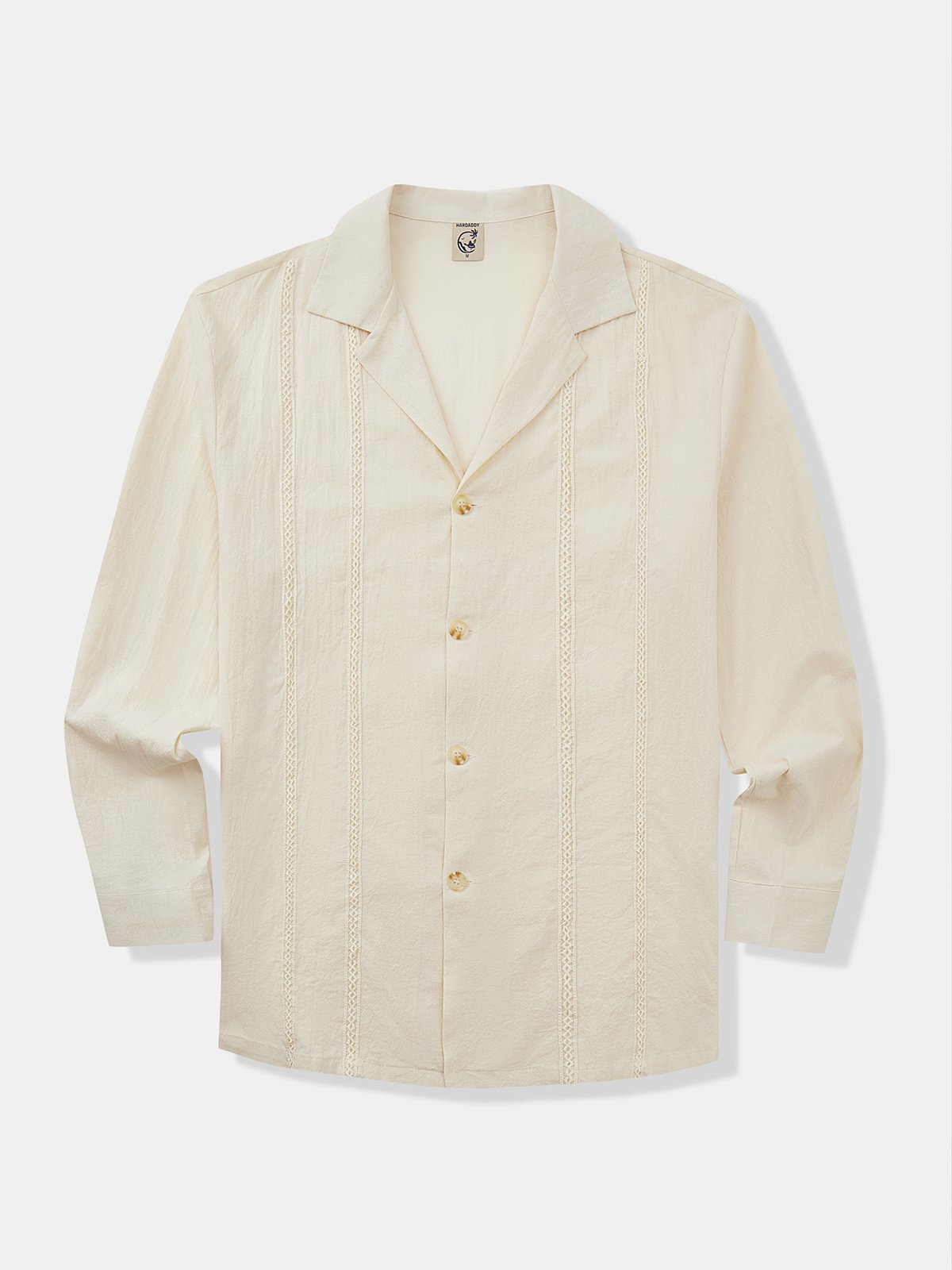 Cotton Plain Long Sleeve Casual  Guayabera Shirt