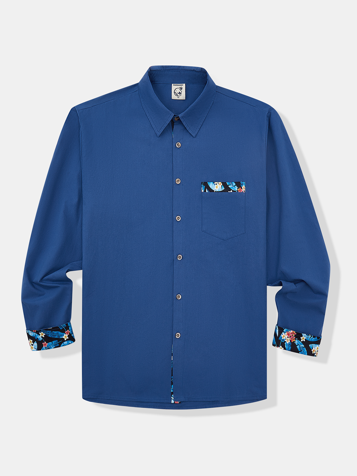 Cotton Contrast Floral Long Sleeve Casual Shirt