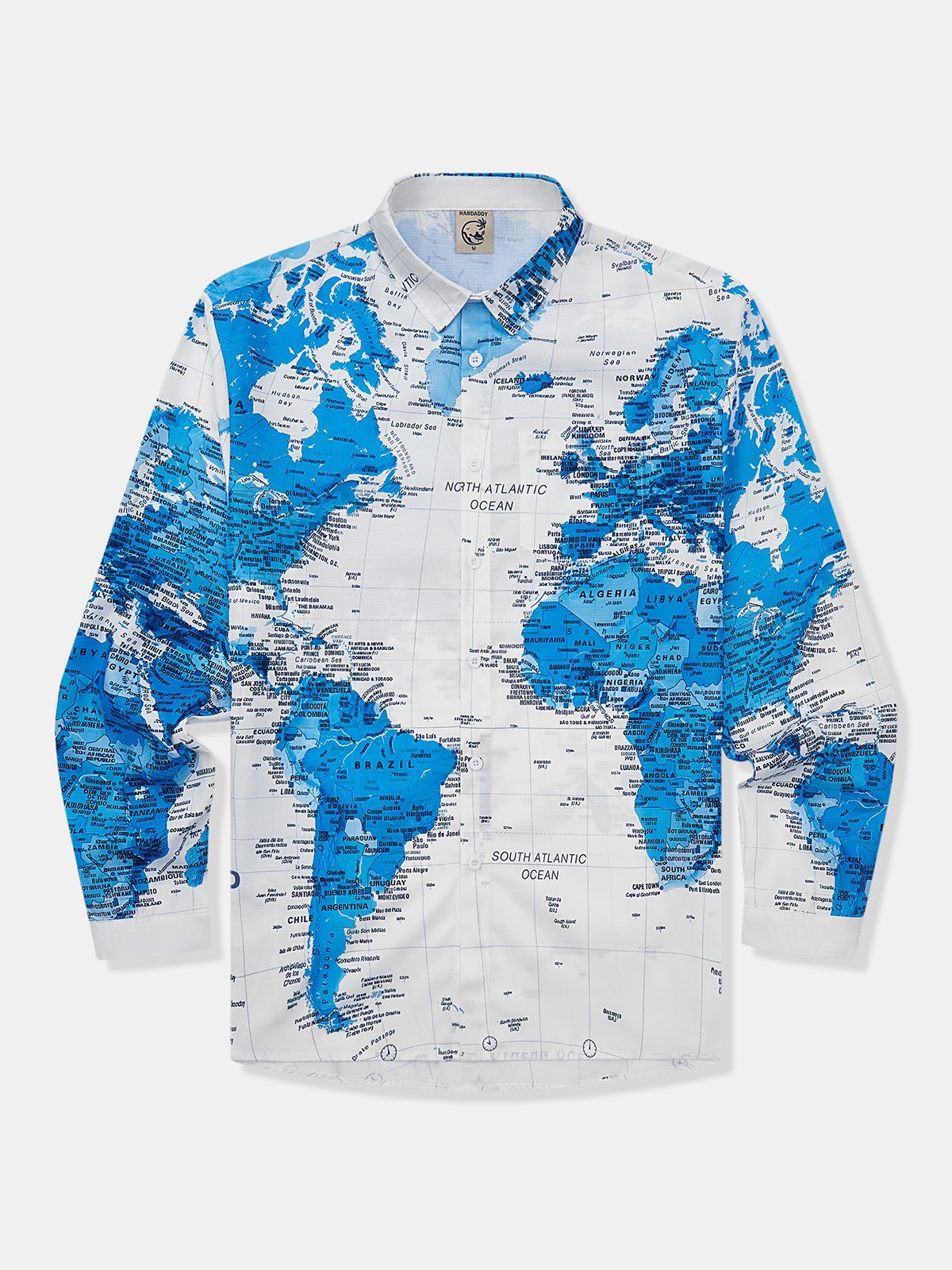 Map Chest Pocket Short Sleeve Hawaiian Shirt