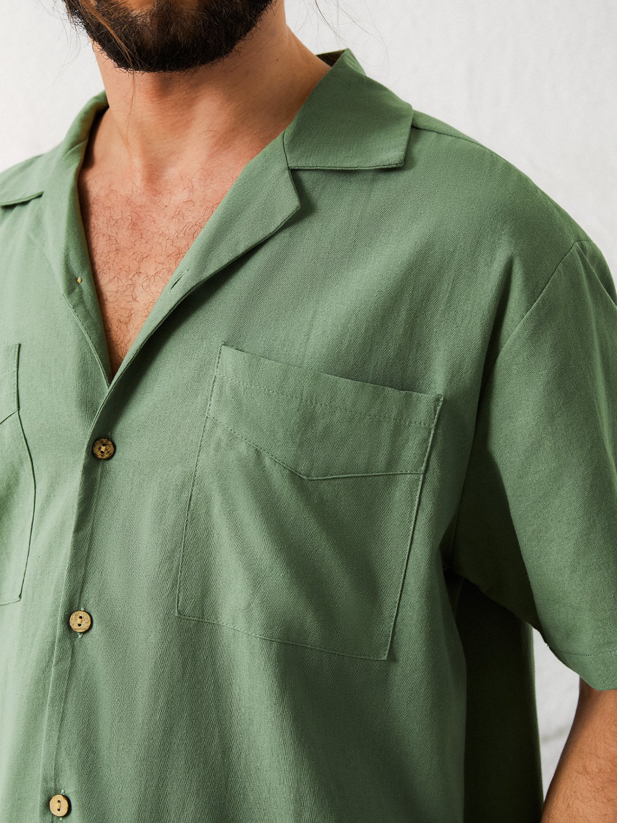 Cotton Linen Style American Casual Basic Linen Shirt