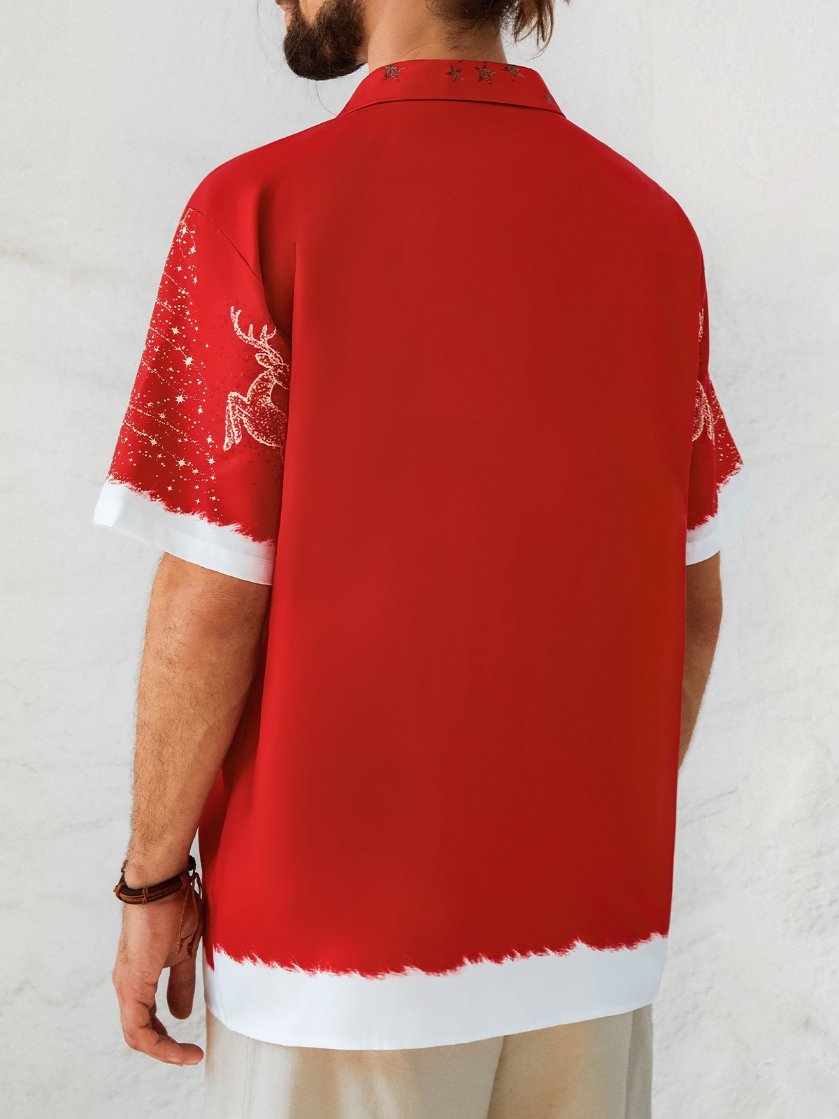 Mens 3D Novelty New Santa Print Casual Short Sleeve Shirt