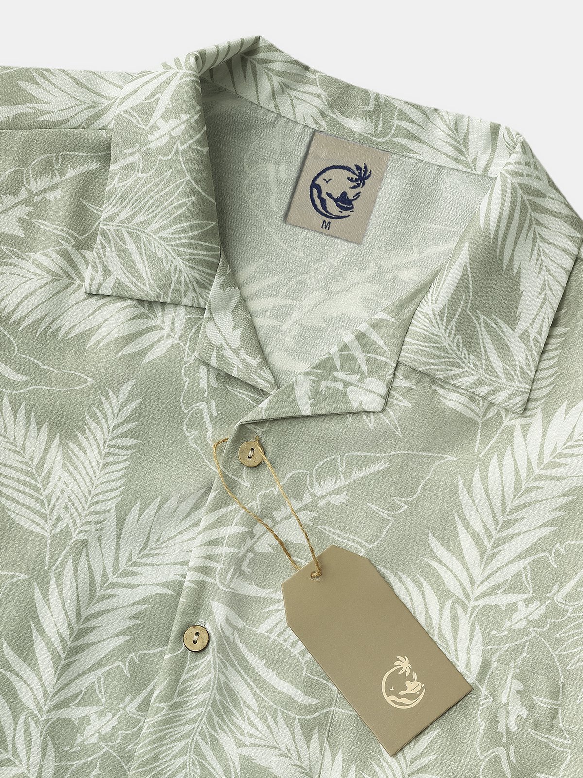 Mens Hawaiian Aloha  Leaf Loose Short Sleeve Shirt