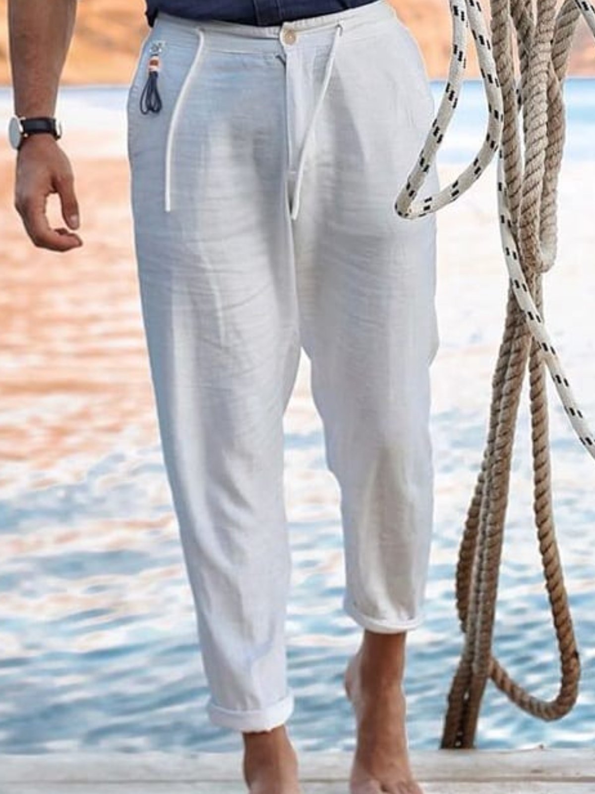 Casual Cotton-Blend Casual Pants