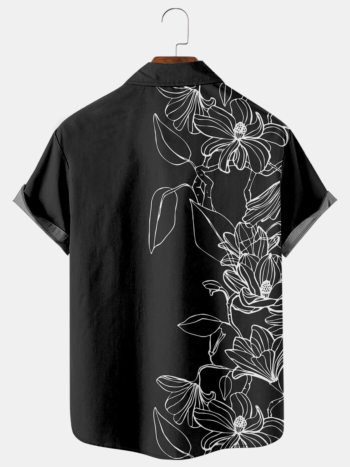 Mens Floral Print Casual Breathable Chest Pocket Short Sleeve Hawaiian Shirts