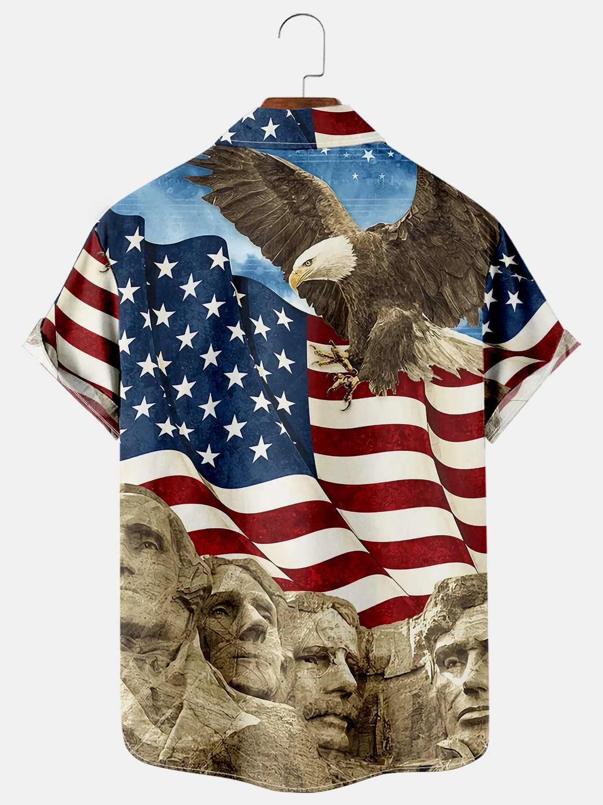 Eagle Flag Graphic Short Sleeve Casual Men's Shirt