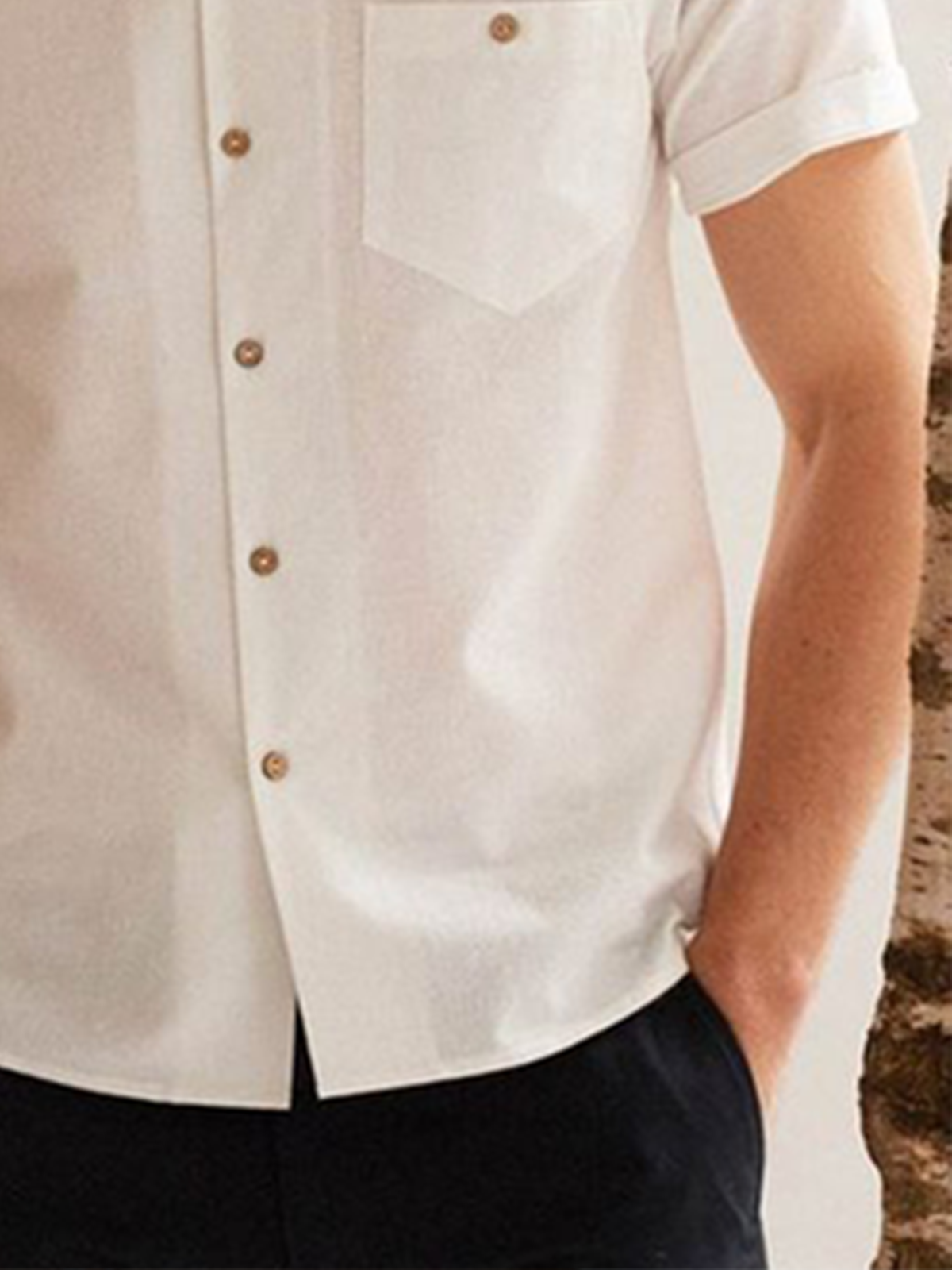 Cotton Linen Style American Casual Basic Versatile Linen Shirt