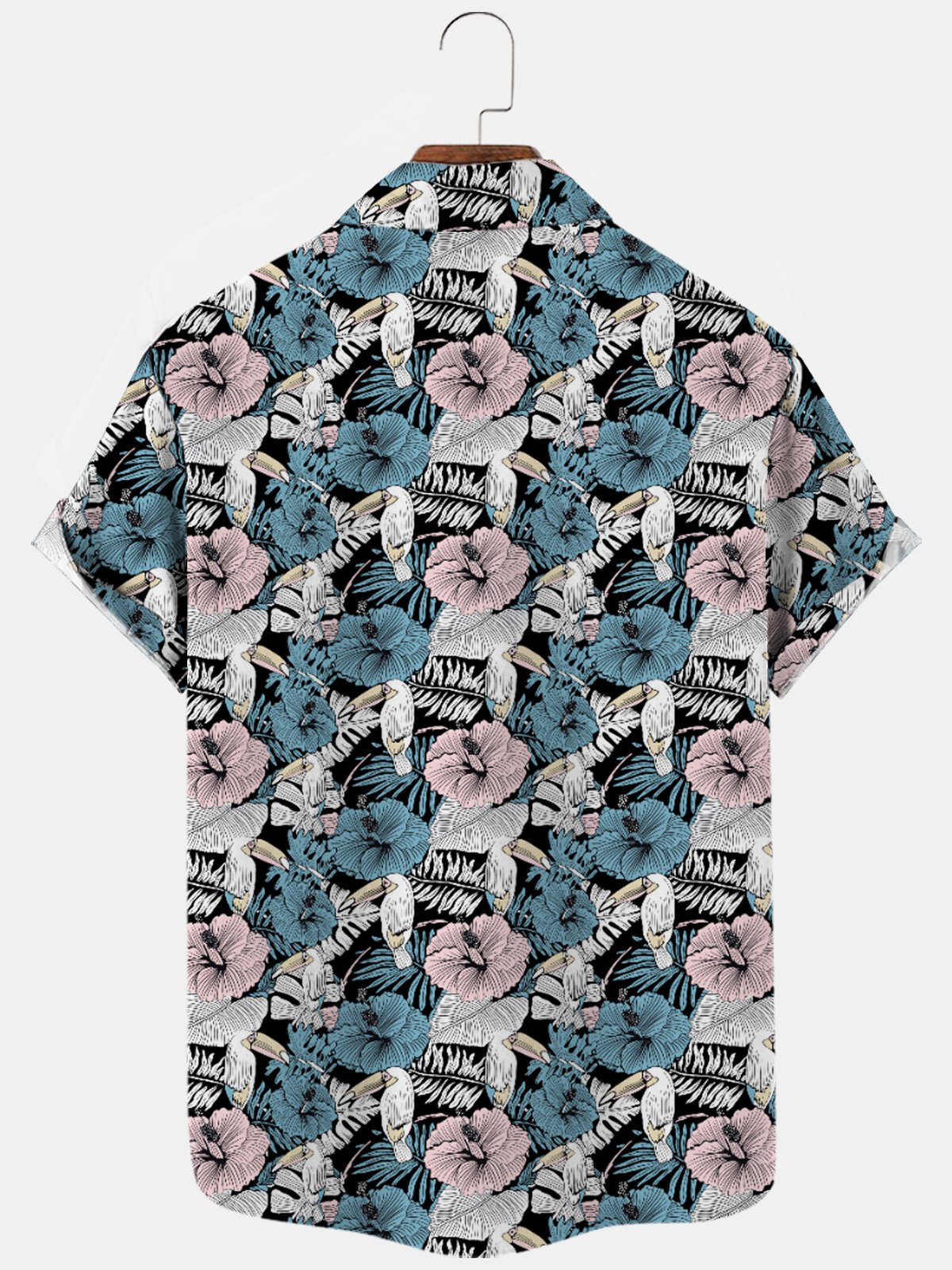 Casual Floral Lapel Cotton Blends Short Sleeve Shirt