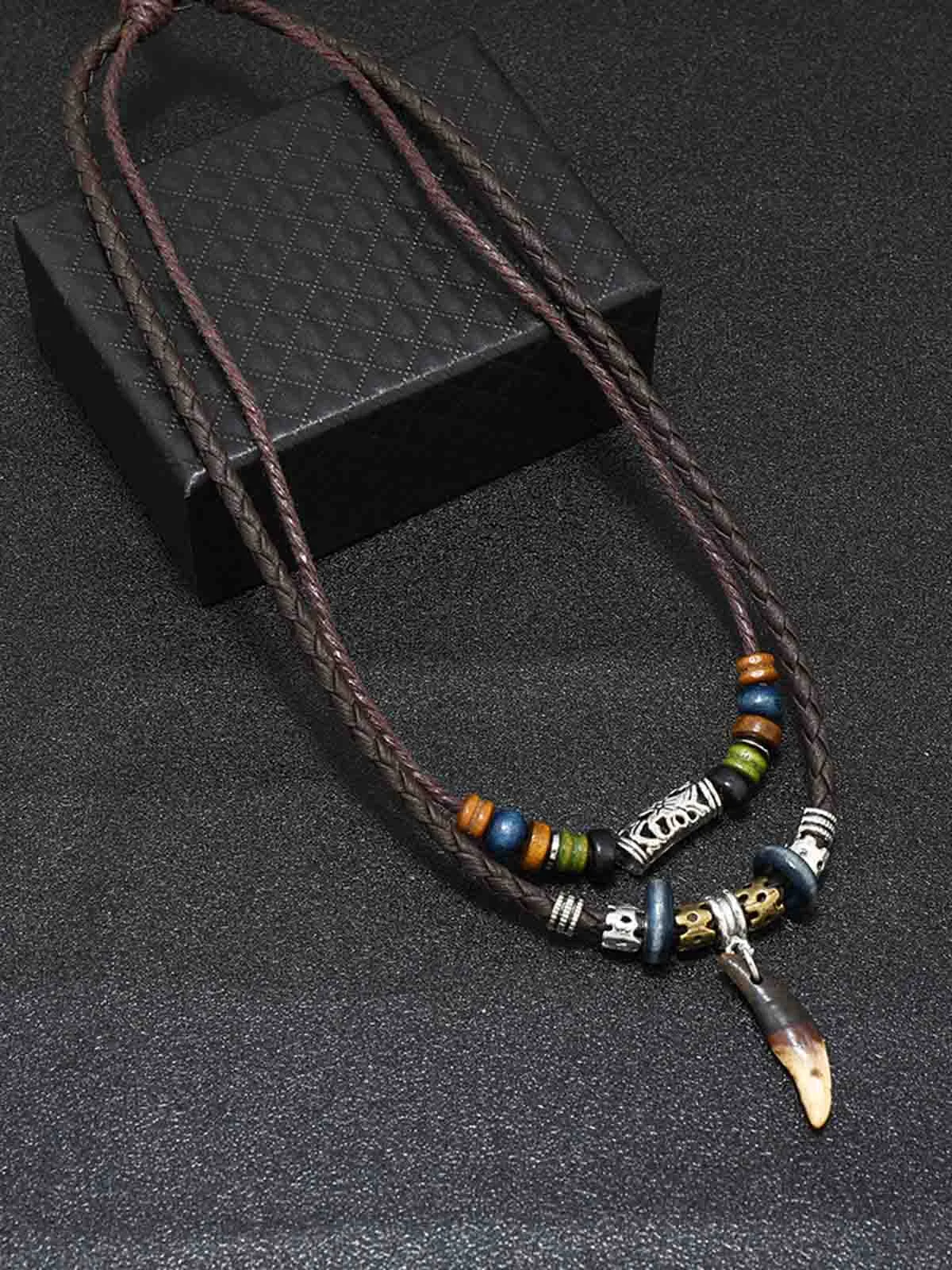 Men's Vintage Plain Resin Fishbone Necklace