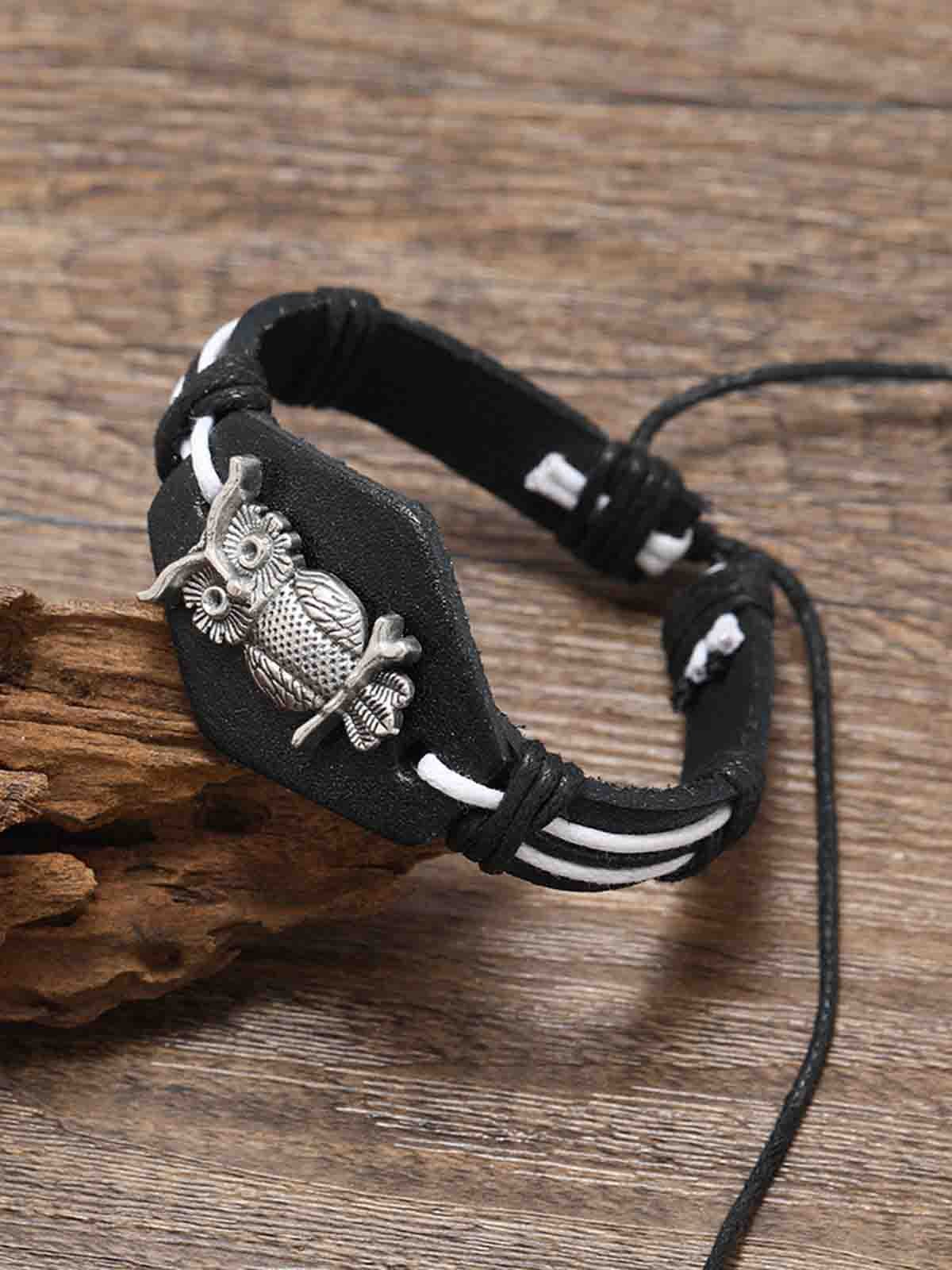 Men's Vintage Black Owl Bracelet