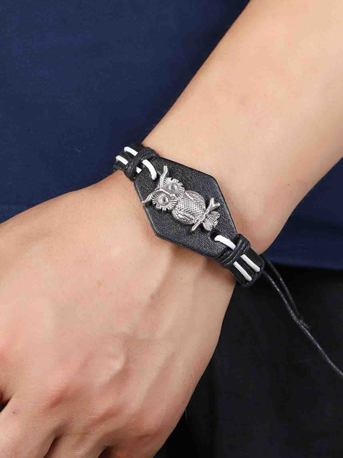 Men's Vintage Black Owl Bracelet