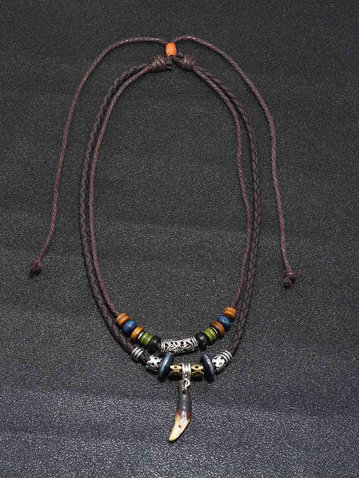 Men's Vintage Plain Resin Fishbone Necklace