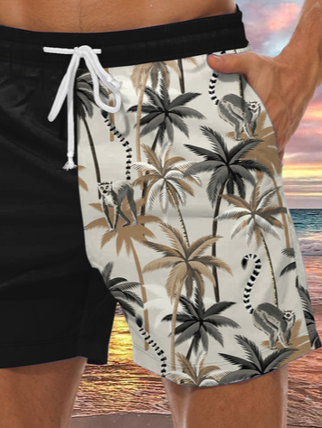 Men's Coconut Tree Element Graphic Print Casual Vacation Beach Shorts