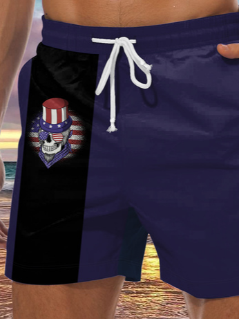 Men's American Flag Element Print Casual Vacation Beach Shorts