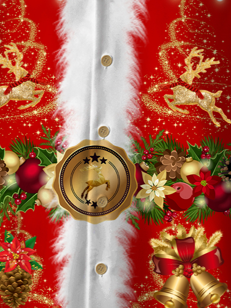 Mens Christmas Print Casual Hawaiian Short Sleeve Shirt