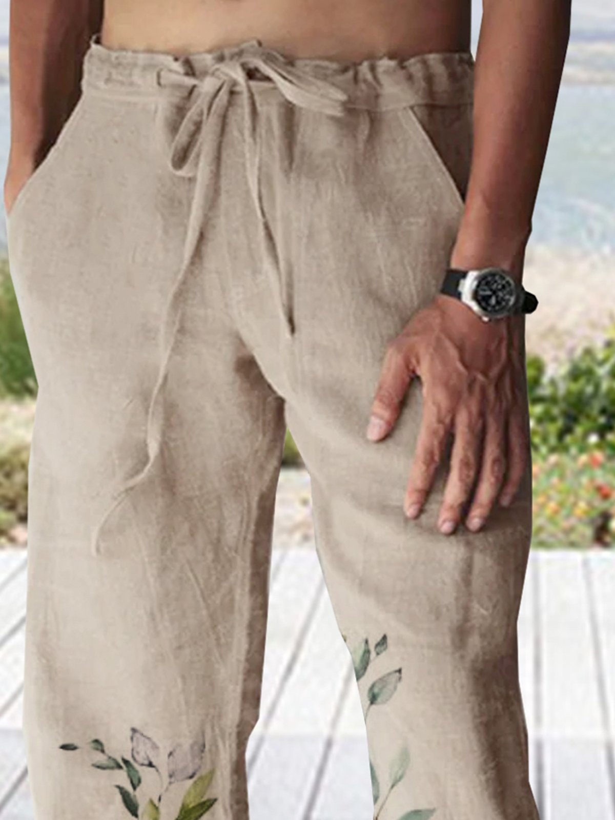Cotton Linen Hawaiian Casual Trousers