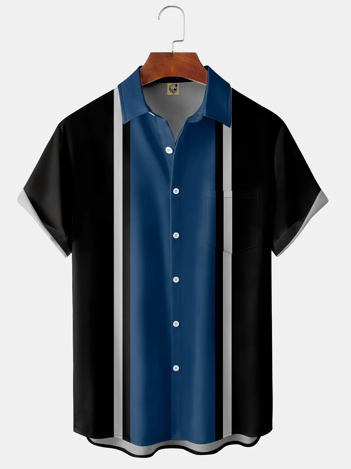 Men's Art Contrast Short Sleeve Hawaiian Shirt with Chest Pocket | hawalili
