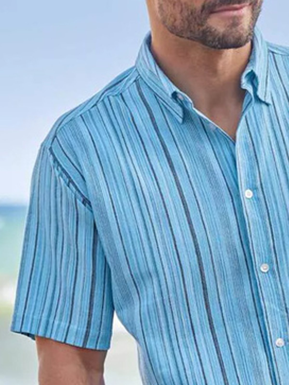 Striped Chest pocket Short Sleeve Casual Shirt