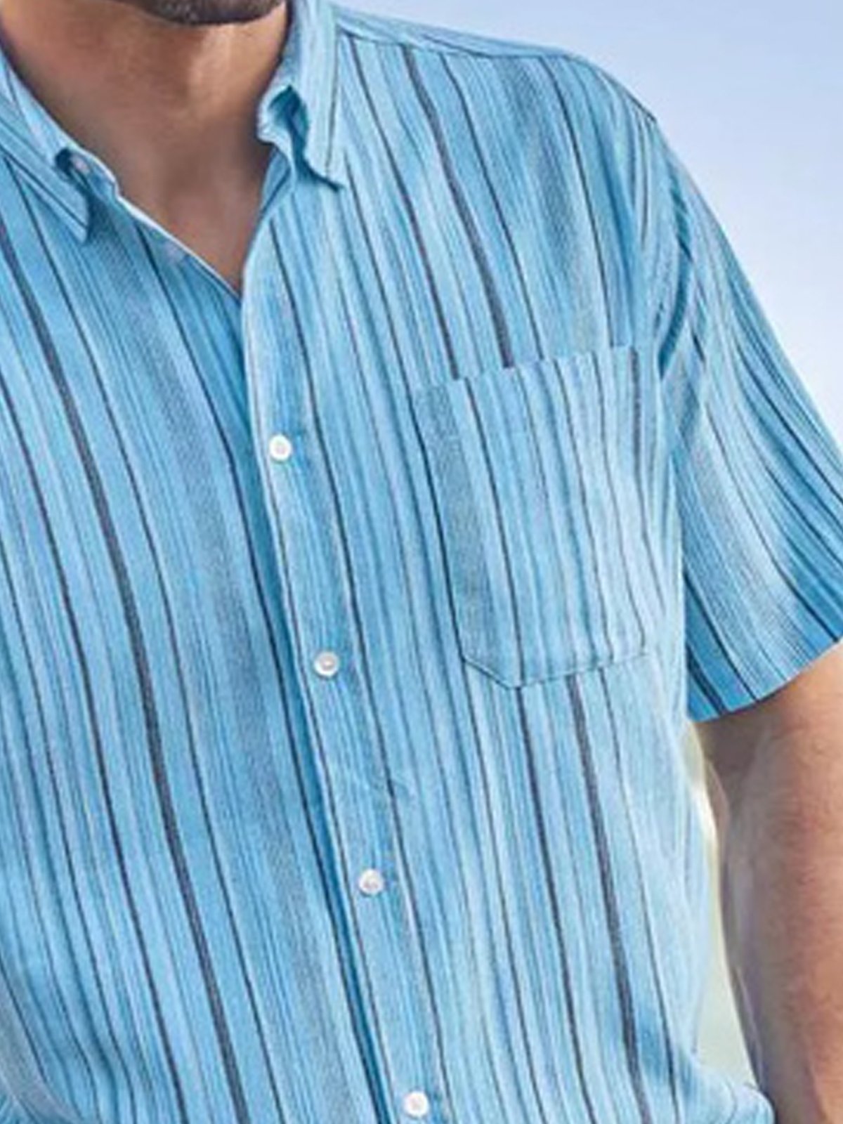 Striped Chest pocket Short Sleeve Casual Shirt