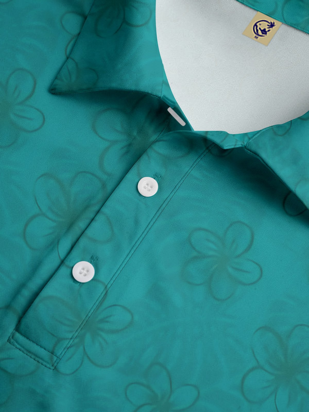 Leaves Button Short Sleeve Golf Polo Shirt