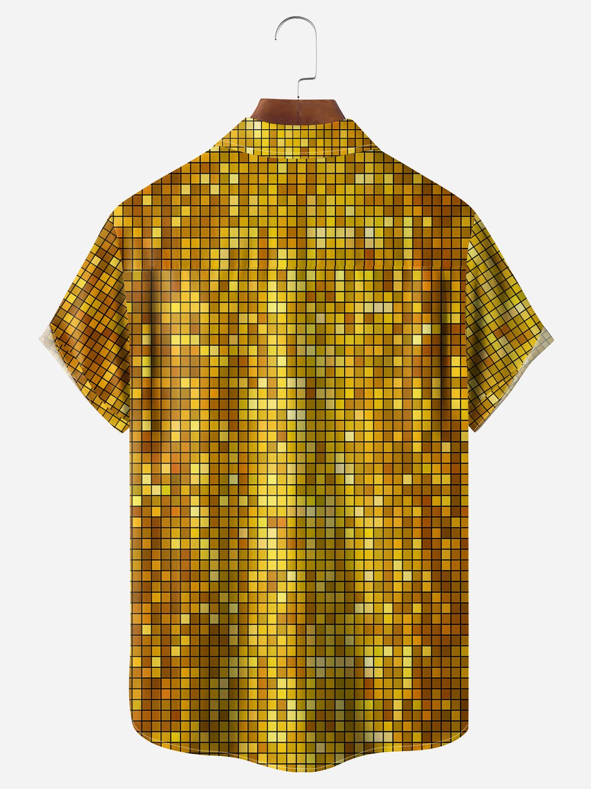 Gold Glitter Chest Pocket Short Sleeve Disco Shirt