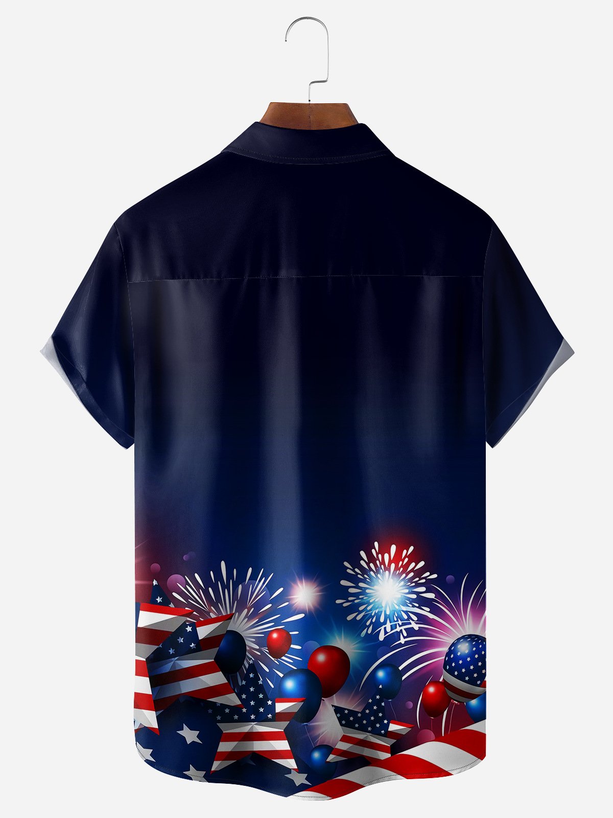 American Flag Mr Pig Chest Pocket Short Sleeve Casual Shirt