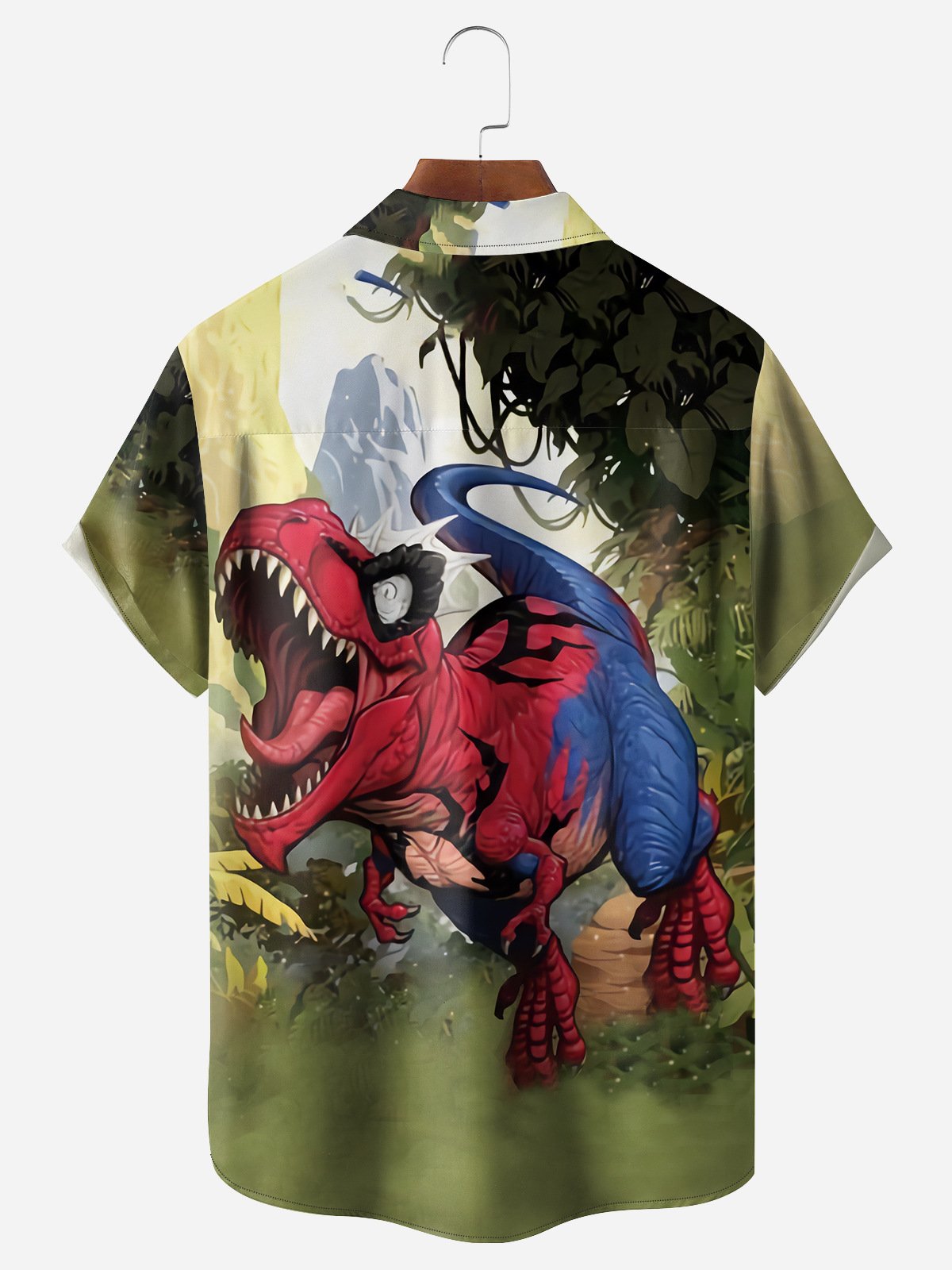 Dinosaur Chest Pocket Short Sleeve Casual Shirt