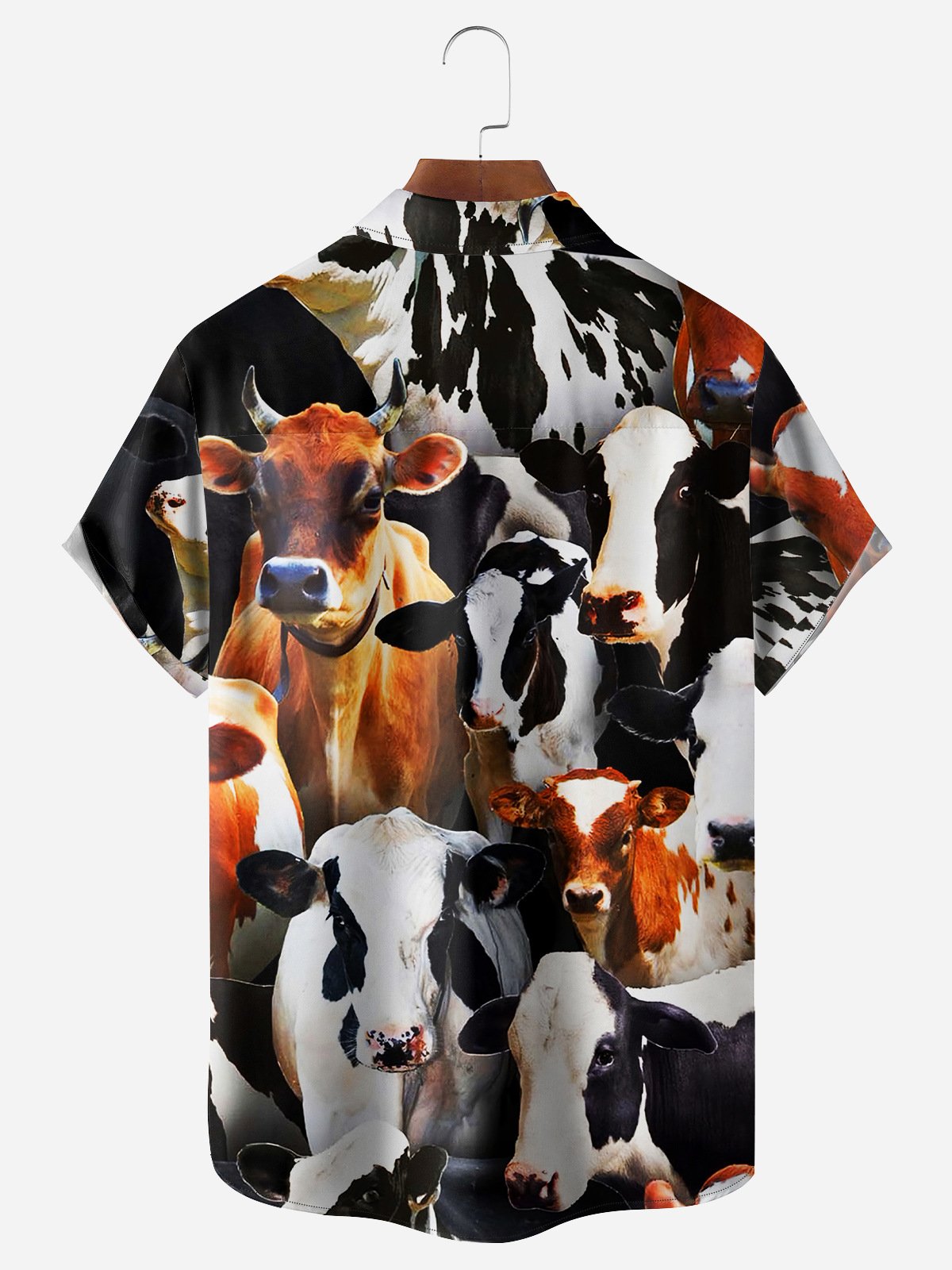 Cows Chest Pocket Short Sleeve Casual Shirt