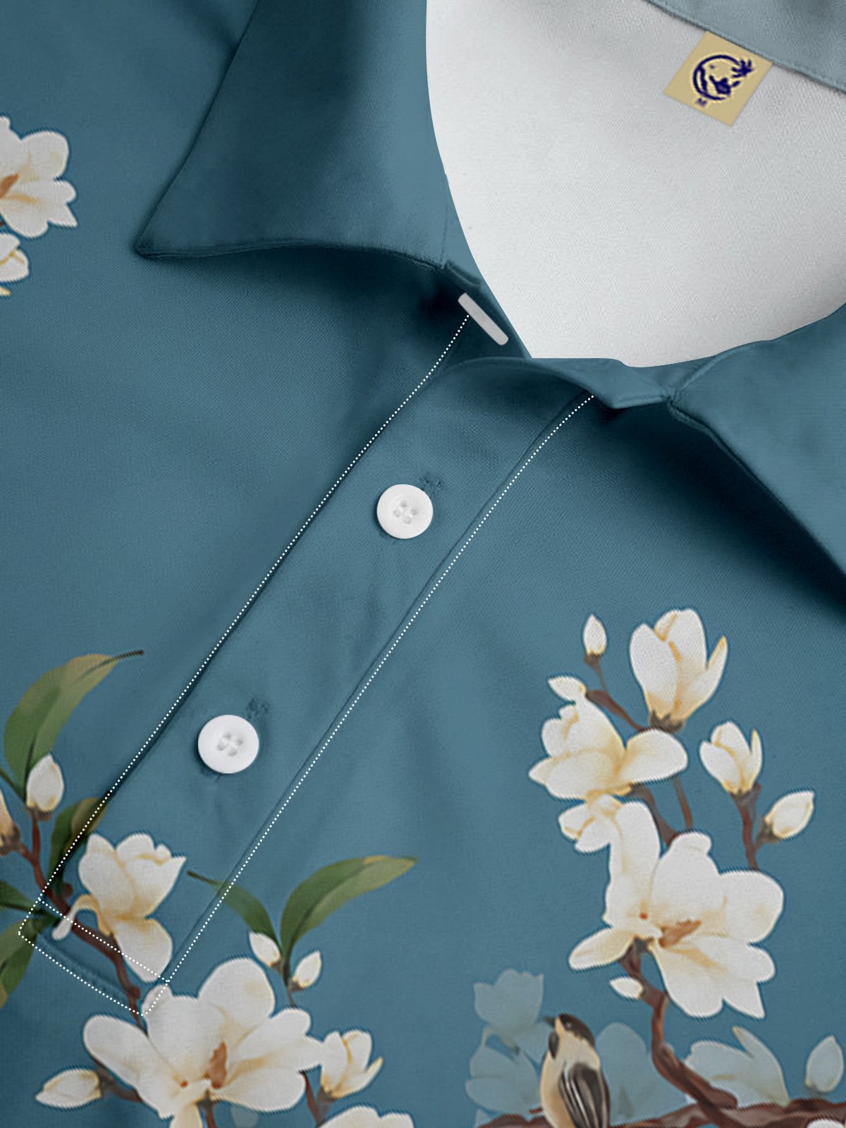 Japanese Culture Sakura Button Long Sleeve Vacation Polo Shirt