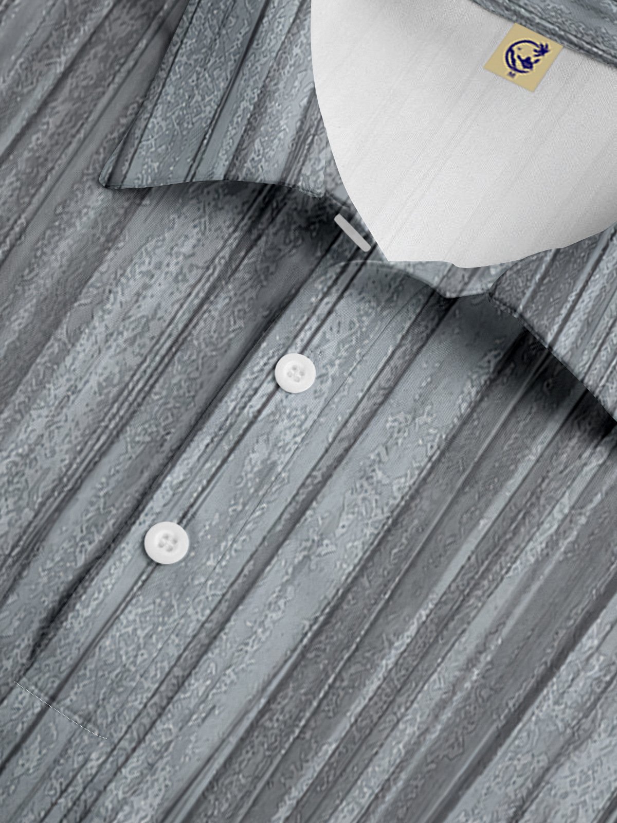 Abstract Wood Grain Button Short Sleeves Casual Polo Shirt