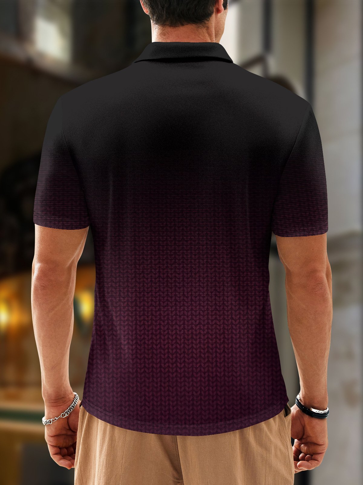 Abstract Geometric Button Short Sleeve Casual Polo Shirt