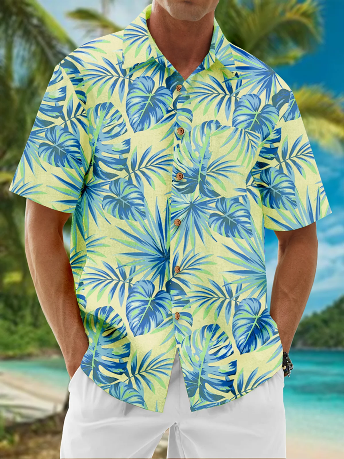 Tropical Chest Pocket Short Sleeve Resort Shirt