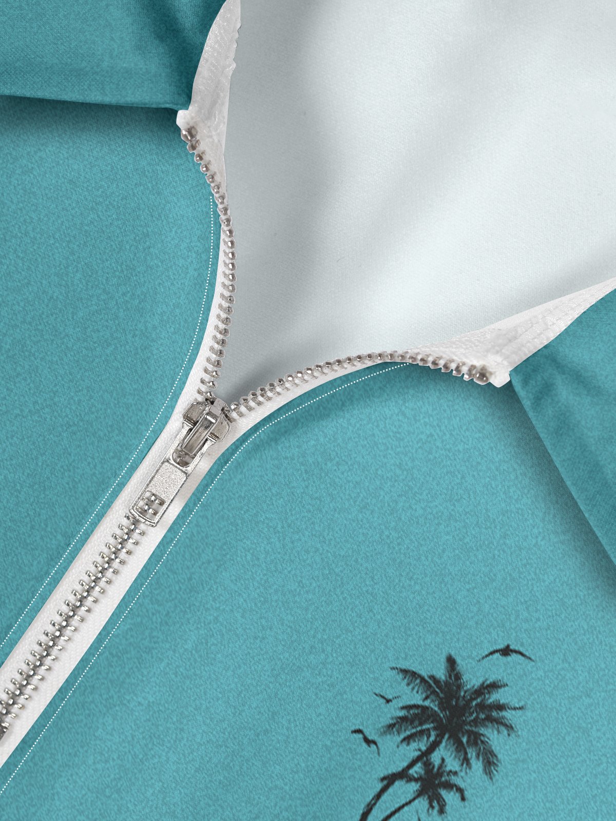 Tropical Plant Coconut Tree Zipper Short Sleeve Vacation Polo Shirt